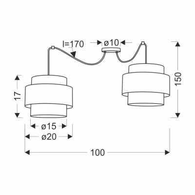 Závěsné moderní svítidlo BENTA - 2xE27, 40W, černé / krémové