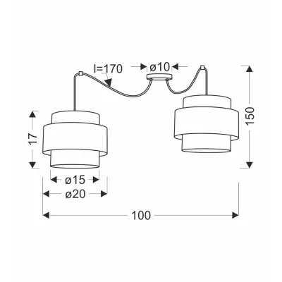 Závěsné moderní svítidlo BENTA - 2xE27, 40W, černé / krémové