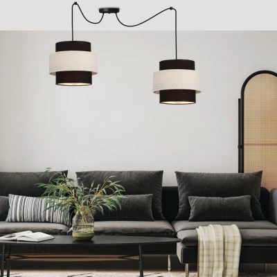 Závěsné moderní svítidlo BENTA - 2xE27, 40W, černé / krémové