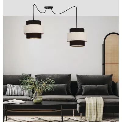 Závěsné moderní svítidlo BENTA - 2xE27, 40W, černé / krémové