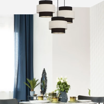 Závěsné moderní osvětlení BENTA - 3xE27, 40W, černé / krémové