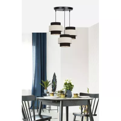 Závěsné moderní osvětlení BENTA - 3xE27, 40W, černé / krémové
