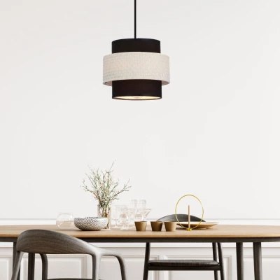 Závěsné moderní osvětlení BENTA - 1xE27, 40W, černé / krémové