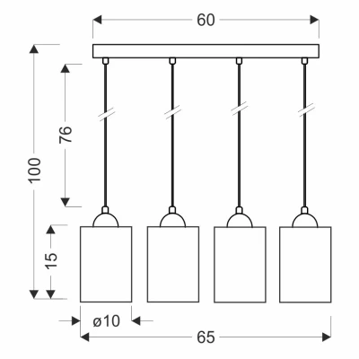 Závěsné moderní svítidlo nad jídelní stůl BISTRO - 4xE27, 40W, černé / jantarové