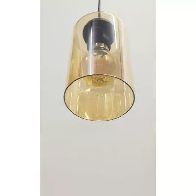 Závěsné moderní svítidlo BISTRO - 3xE27, 40W, černé / jantarové