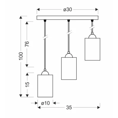 Závěsné moderní svítidlo BISTRO - 3xE27, 40W, černé / jantarové