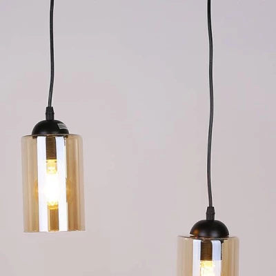 Závěsné moderní svítidlo nad jídelní stůl BISTRO - 2xE27, 40W, černé / jantarové