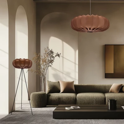 Designové závěsné osvětlení CAFEE - 1xE27, 40W, 66cm, kulaté, bílé / mokka