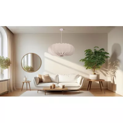 Designové závěsné osvětlení CAFEE - 1xE27, 40W, 66cm, kulaté, bílé / frappé