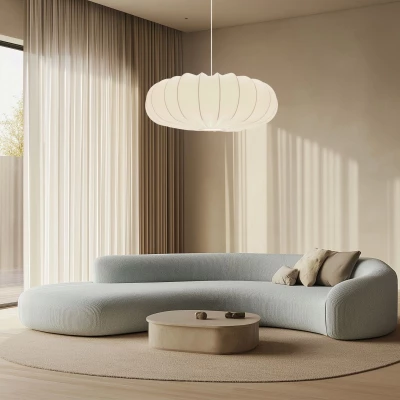 Designové závěsné osvětlení CAFEE - 1xE27, 40W, 66cm, kulaté, bílé / latte