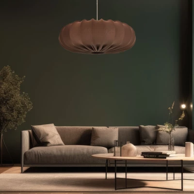 Designové závěsné osvětlení CAFEE - 1xE27, 40W, 52cm, kulaté, černé / mokka