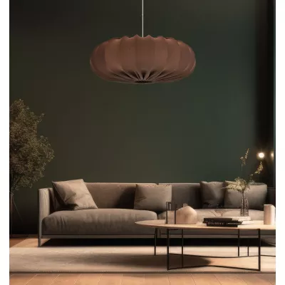 Designové závěsné osvětlení CAFEE - 1xE27, 40W, 52cm, kulaté, černé / mokka