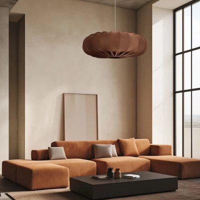 Designové závěsné osvětlení CAFEE - 1xE27, 40W, 52cm, kulaté, černé / mokka