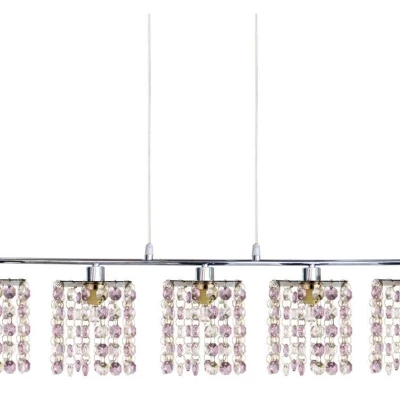 Závěsné svítidlo nad jídelní stůl CLASSIC - 5xG9, 40W, chromované / fialové