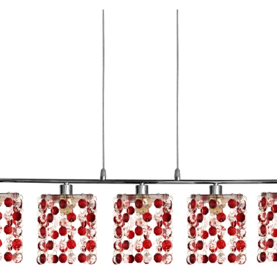 Závěsné svítidlo nad jídelní stůl CLASSIC - 5xG9, 40W, chromované / červené