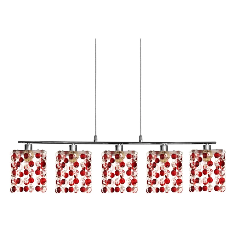 Závěsné svítidlo nad jídelní stůl CLASSIC - 5xG9, 40W, chromované / červené