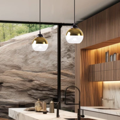 Závěsné osvětlení CONTESSA - 1xE27, 40W, černé / zlaté / bílé