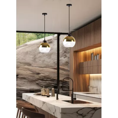 Závěsné osvětlení CONTESSA - 1xE27, 40W, černé / zlaté / bílé