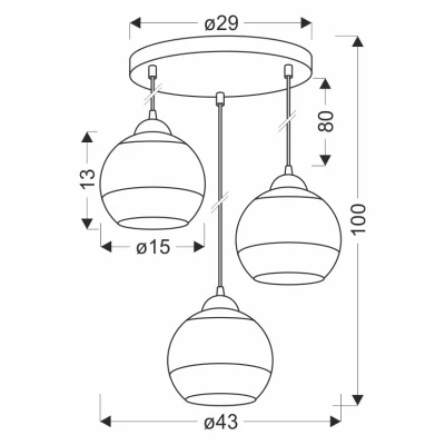 Závěsné osvětlení CONTESSA - 3xE27, 40W, černé / zlaté / bílé