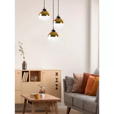 Závěsné osvětlení CONTESSA - 3xE27, 40W, černé / zlaté / bílé