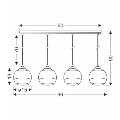 Závěsné osvětlení nad jídelní stůl CONTESSA - 4xE27, 40W, černé / zlaté / bílé