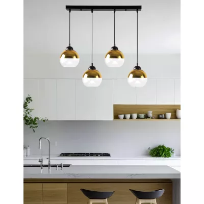 Závěsné osvětlení nad jídelní stůl CONTESSA - 4xE27, 40W, černé / zlaté / bílé