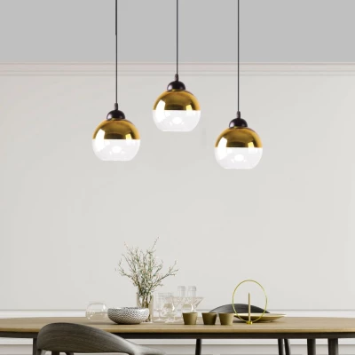 Závěsné osvětlení nad jídelní stůl CONTESSA - 3xE27, 40W, černé / zlaté / bílé