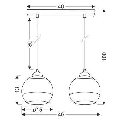Závěsné osvětlení nad jídelní stůl CONTESSA - 2xE27, 40W, černé / zlaté / bílé