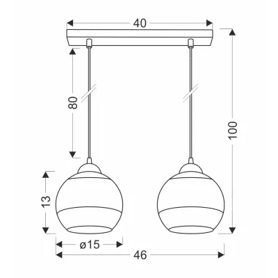 Závěsné osvětlení nad jídelní stůl CONTESSA - 2xE27, 40W, černé / zlaté / bílé