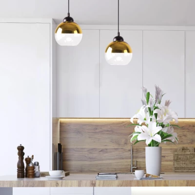 Závěsné osvětlení nad jídelní stůl CONTESSA - 2xE27, 40W, černé / zlaté / bílé