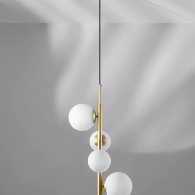 Závěsné art deco svítidlo CORDEL - 4xG9, 28W, mosazné / bílé