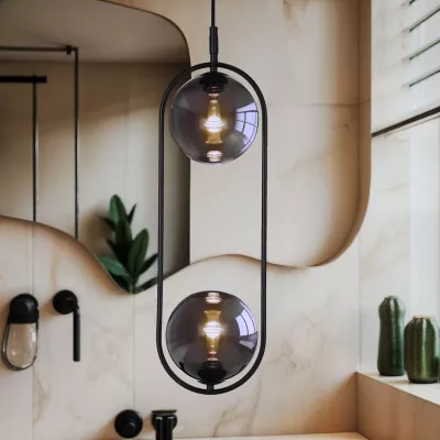 Závěsné art deco osvětlení CORDEL - 2xG9, 28W, černé / grafitové