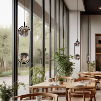 Závěsné art deco osvětlení CORDEL - 2xG9, 28W, černé / grafitové