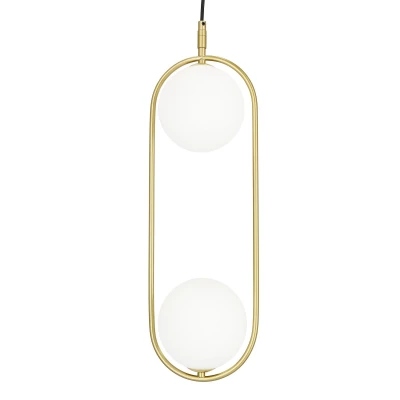 Závěsné art deco osvětlení CORDEL - 2xG9, 28W, mosazné / bílé