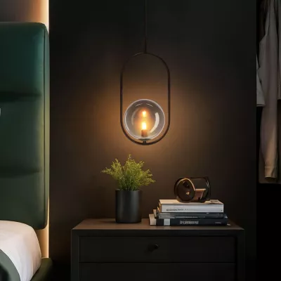 Závěsné art deco osvětlení CORDEL - 1xG9, 28W, černé / grafitové