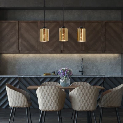 Moderní závěsné osvětlení nad jídelní stůl COX - 3xE27, 60W, zlaté