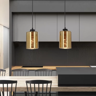 Moderní závěsné osvětlení nad jídelní stůl COX - 2xE27, 60W, zlaté