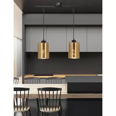 Moderní závěsné osvětlení nad jídelní stůl COX - 2xE27, 60W, zlaté