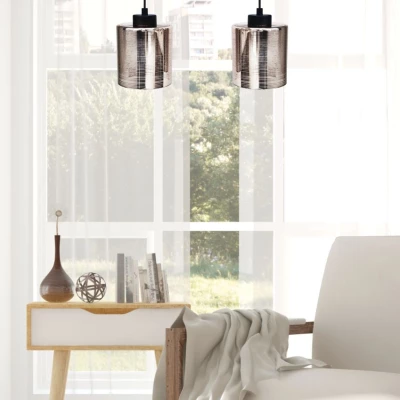 Moderní závěsné osvětlení nad jídelní stůl COX - 2xE27, 60W, chromované