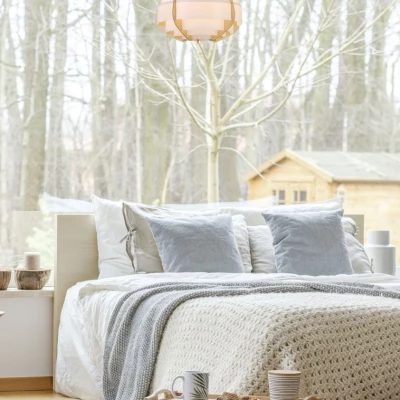 Závěsné osvětlení ve stylu japandi NAGOJA - 1xE27, 40W, béžové