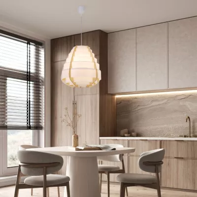 Závěsné osvětlení ve stylu japandi NAGOJA - 1xE27, 40W, béžové