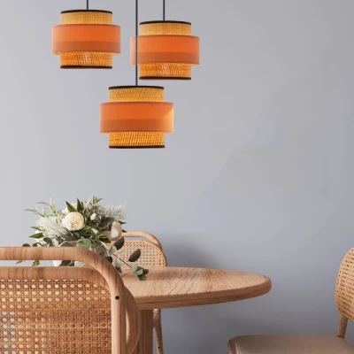 Závěsné osvětlení  NANI - 3xE27, 40W, černé / béžové / lososové