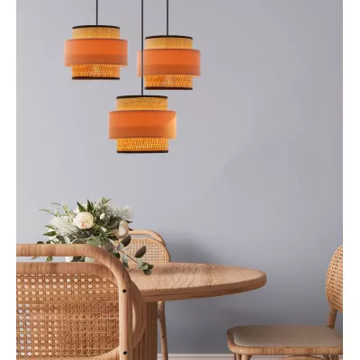 Závěsné osvětlení  NANI - 3xE27, 40W, černé / béžové / lososové