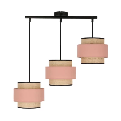 Závěsné osvětlení nad jídelní stůl NANI - 3xE27, 60W, černé / béžové / lososové