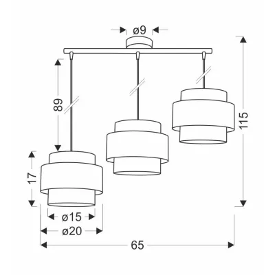 Závěsné osvětlení nad jídelní stůl NANI - 3xE27, 60W, černé / béžové / lososové