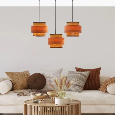 Závěsné osvětlení nad jídelní stůl NANI - 3xE27, 60W, černé / béžové / lososové