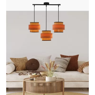 Závěsné osvětlení nad jídelní stůl NANI - 3xE27, 60W, černé / béžové / lososové