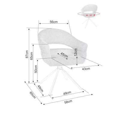 Otočná jídelní židle ALITA - šedá / černá