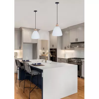 Závěsné skandinávské svítidlo NAPOLA - 1xE27, 60W, bílé / hnědé