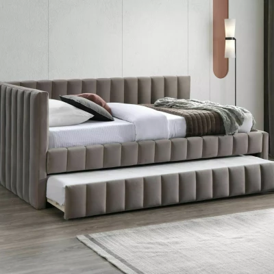 Rozkládací jednolůžková postel 120x200 VALLY - tmavě béžová